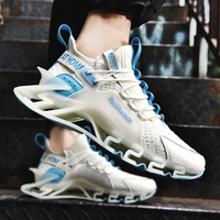 Nouvelle Collection 2026 : Baskets Tendance Homme – Qualité Supérieure, Tige Respirante, Logo Personnalisable, Blanc et Bleu, Faciles à Enfiler