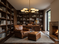 Lustre LED sur mesure au design Art Déco avec texture marbre, installation pour projets de grande envergure, cadre en laiton, pour salon
