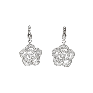 E3560 Orecchini con diamanti in oro bianco, taglio rotondo brillante, colore D naturale, gioielli romantici da sposa da donna - Product Image 1