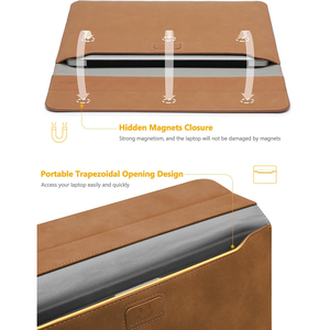 Magnetic PU Leather <b>Laptop</b> Sleeve 13-16 Inch Notebook Case with <b>Pouch</b> Shockproof Waterproof for Office Travel - Product Image 5