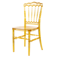 Chaises Chiavari en résine acrylique transparente jaune doré, empilables, durables, pour hôtels, jardins, mariages et événements extérieurs (vente en gros)