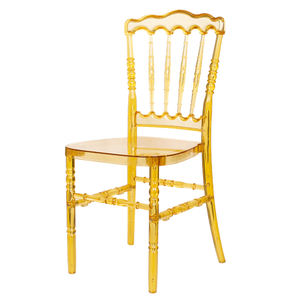 Grosir kursi bening akrilik Chiavari Resin kristal kuning emas tahan lama untuk taman luar ruangan acara pernikahan - Product Image 3