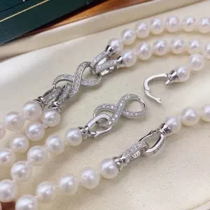 Застежка для браслета и ожерелья из серебра 925 пробы с позолоченным жемчугом