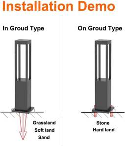 โคมไฟสนามกลางแจ้งแบบเสา ขนาด 300 มม. 600 มม. 800 มม. กำลังไฟ 7 วัตต์ 12 วัตต์ ไฟ LED สำหรับสวน  รับผลิตตามสั่งขายส่ง - Product Image 6