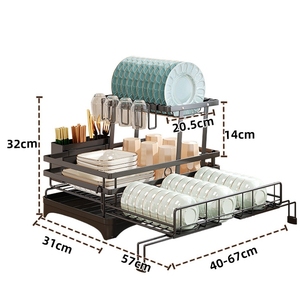 <span class=keywords><strong>Escurridor</strong></span> <span class=keywords><strong>de</strong></span> <span class=keywords><strong>Platos</strong></span> Multifuncional Expandible, Resistente al Óxido, con Patas Ajustables, Bandeja Recolectora <span class=keywords><strong>de</strong></span> Agua Extraíble, para Cocina - Product Image 4