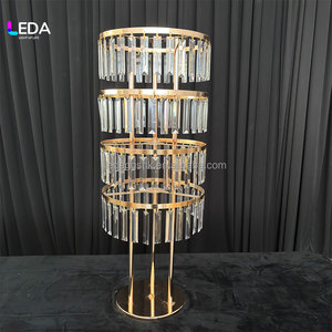 LEDA Crystal Cascade Centerpiece Stand Gold Metal Wedding <b>Table</b> <b>Decoration</b> Luxury Party Decor - Product Image 1