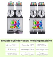 Machine à boissons glacées commerciale, slush 12L, 2 réservoirs avec fonction de neige fondante isolée, contrôle stable de la température