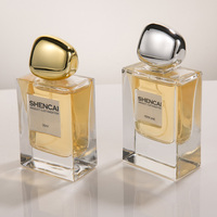 Flacon vaporisateur de parfum en verre transparent haute couture 30ml 50ml bouche rectangulaire en rouleau avec dessus irrégulier