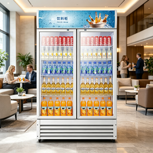 Frigorifero Espositore per Bevande a <span class=keywords><strong>Doppia</strong></span> <span class=keywords><strong>Porta</strong></span> Bianco con Raffreddamento Diretto Inferiore e Vetrina in Vetro per Bevande Refrigerate da Supermercato - Product Image 2