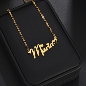 Wholesale Custom <b>Name</b> Necklace Stainless Steel 18K Gold Plated Irregular Heart Shaped <b>Name</b> Pendant Collar <b>Chain</b> Necklace - Product Image 5