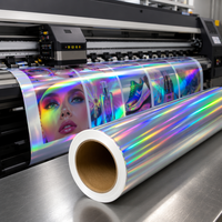 Rollo de Vinilo PVC Holográfico Imprimible con Láser, Autoadhesivo, Brillante, Resistente al Agua y a los Rayos UV, Material para Publicidad Exterior, 1.27m x 50m
