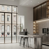 Comptoir de bar moderne pour café, vitrine à boissons avec éclairage LED, design personnalisé pour barista