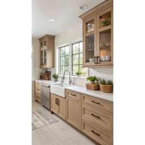 ארון מטבח דקורטיבי פרימה וינטג' ישן סִגְנוֹן ארגונית עץ חום עם גילוף עמוק במטבח עם עיצוב בהתאמה אישית - Product Image 5