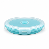 Boîte à lunch en silicone pliable ronde de petite taille, compatible micro-ondes, avec couvercle verrouillable, pour la préparation des repas et les voyages
