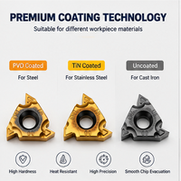 Insertos de Roscado Interno Triangulares Métricos ISO 16IR AG60-TC GM3325 60, PVD HRC48-52, Herramienta de Torneado CNC para Acero Inoxidable
