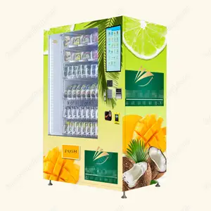 Automatischer Kokosnuss automat mit frischem Obst und Kühlschrank mit Hebe system mit individuellem Logo