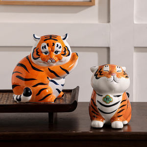 Zodiaciger ornamenti in ceramica tigre figurina per ufficio cinese e arredamento per la casa tavola decorazione accessori - Product Image 3