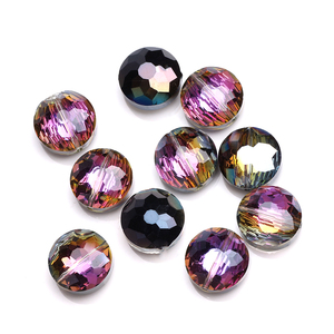 Cuentas redondas planas de cristal Zhubi de 14MM para la fabricación de joyas, colgante de cristal, cuentas de vidrio facetadas para collar, decoración de ropa - Product Image 5