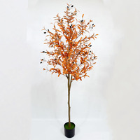Arbre de camélia artificiel simulé aux couleurs d'automne en pot Décoration de verdure de grande taille sur pied pour la maison Noël Nouvel An