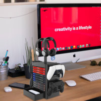 Tour de rangement universelle pour jeux PS5 et support pour casque, compatible avec les consoles Nintendo Switch / PS4 / PS5 / XSX