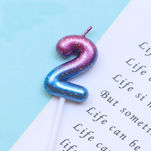 Rosa Azul Púrpura Ins viento fiesta de cumpleaños pastel brillo número 0-9 <span class=keywords><strong>velas</strong></span> Galaxy gradiente vela decoración - Product Image 5