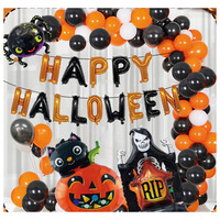 Kit professionnel de ballons jetables pour Halloween – Arche de ballons en aluminium Citrouille/Fantomme/Chauve-souris et toile d'araignée pour événements Diwali et Ramadan