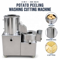 Automatische aardappel schil-, was- en snijmachine 3-in-1 groentesnijder voor frieten, chips, zoete aardappel en taro-wortel