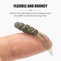 LUSHAZER 20 pcs/sac Appâts en plastique souple Maggot Floating 35mm0.3g Worm Grub TPE Fishing Bait for Bass Trout Silicone Artificial