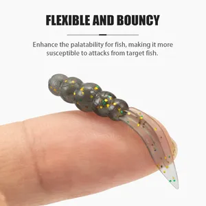 Lushawer Mồi Nhựa Mềm 20 cái/túi Mồi giòi Nổi 35mm0.3g Worm Grub TPE Mồi Câu Cá Mồi Cho Cá Âm Bass Silicone Nhân Tạo - Product Image 4