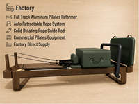 Reformer de Pilates de luxe en aluminium à rail complet avec système de cordes auto-rétractables, pieds robustes et solides