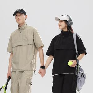 2024 été nouvelle tendance rétro vêtements de sport décontractés hommes femmes surdimensionné T-Shirt à manches courtes tissu tissé conception vierge - Product Image 5