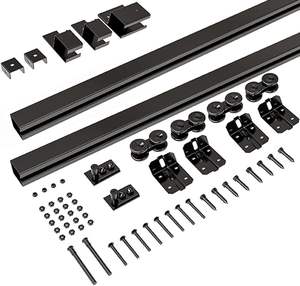 Kit de quincaillerie robuste pour rail de porte coulissante en bois massif avec support mural pour <span class=keywords><strong>la</strong></span> décoration d'atelier - Product Image 1