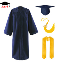 Jubah dan Topi Wisuda Grosir Lengan Panjang 100% Poliester Logo Kustom Dewasa Unisex Pakaian Akademik untuk Penggunaan Sekolah