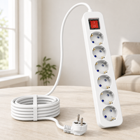 Multiprise de bureau 6 prises, 1,5 m, 16A/250V, 3680W, en ABS blanc, norme européenne, fabriquée en Chine