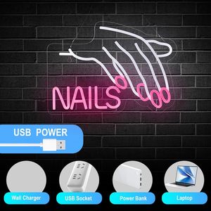 Nail salon neon LED indoor hanging USB powered wall decoration shop <b>sign</b> indicator light ambient light luminous <b>sign</b> 5V 12V - Product Image 3