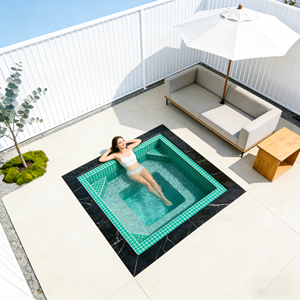 Piscina cuadrada de fibra de vidrio con azulejos de mosaico para patio trasero, villa, jardín, spa, piscina elevada. - Product Image 3