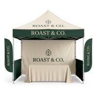 Tente pliante de luxe 3x3m personnalisée pour la restauration - Auvent commercial d'extérieur avec toile de fond, nappe et gazebo personnalisable