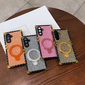 <span class=keywords><strong>Custodia</strong></span> Glitterata Antiurto con Bordo Dritto e Supporto Magnetico per <span class=keywords><strong>Samsung</strong></span> <span class=keywords><strong>A40</strong></span> A02, Stile Femminile alla Moda - Product Image 1