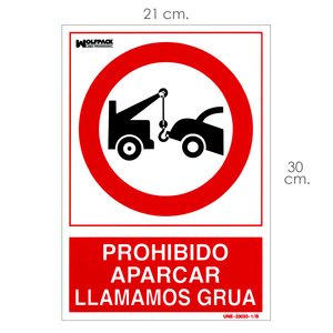 Segnale di divieto di parcheggio. Chiameremo un carro attrezzi. 21 x 30 (H) cm. - Product Image 2