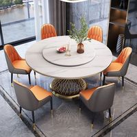 Ensemble de table et chaises de salle à manger rondes de luxe avec pieds en acier inoxydable doré, design moderne, meubles de maison