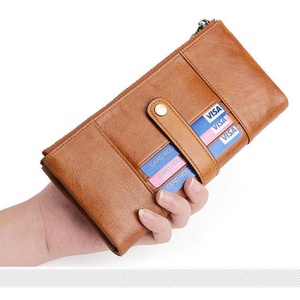 Wholesale for Fashion Genuine Leather Custom Women's Vintage RFID Thread Pattern Short <b>Wallet</b> Polyester Lining Open Closure - Product Image 1