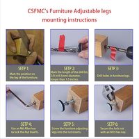 Niveleur de meubles fond en PTFE, patins de réglage à tige filetée, nivellement des pieds réglables moyens pour table/chaise/armoire/canapé