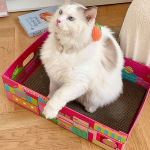 Meistverkauftes Design Einfarbiges Katzen-Schneckenbett Komfortables Wellpappe Umweltfreundliches Quadratisches Nestbett für Haustiere - Product Image 3