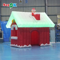 Tente de Noël gonflable portable Santas Grotto avec éclairage LED