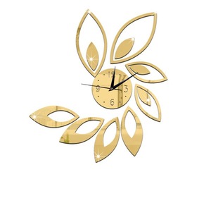 Horloge murale créative en acrylique à motif floral, style miroir irrégulier, à quartz analogique, décoration murale pour salon - Product Image 3