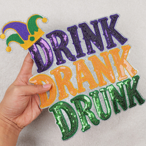 Parches Bordados con Patrones de Letras Personalizados de Forma Irregular para Carnaval, Parches de Lentejuelas Termoadhesivos para Mardi Gras - Product Image 3
