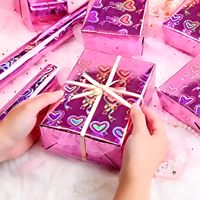 Kertas Kado Hati Merah Muda Yarcony 17 In X 33 Ft Holografik Metalik Untuk Ulang Tahun