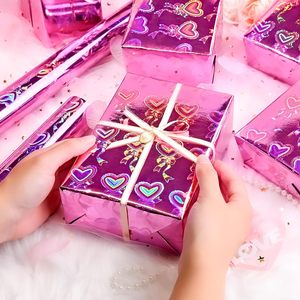 Yarcony Pink Heart <b>Wrapping</b> <b>Paper</b> 17 In X 33 Ft Holographic Metallized Gift Wrap For Birthday - Product Image 5