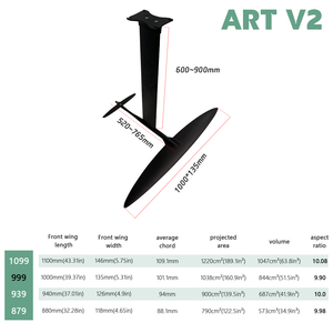 JFS ไฮโดรฟอยล์ แอ็กซิส ฟอยล์ส ART V2 999 อลูมิเนียม มาสท์ ปีกหน้า สำหรับ Downwind/SUP/FoilDrive (FD)/windsurf/wake/kite Surfing สีดำ 9 กก. A - Product Image 3
