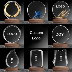 Trofeo de cristal personalizado, Logo en blanco, estrella de Metal, cristal sólido creativo, premio, regalos de negocios, venta al por mayor - Product Image 4